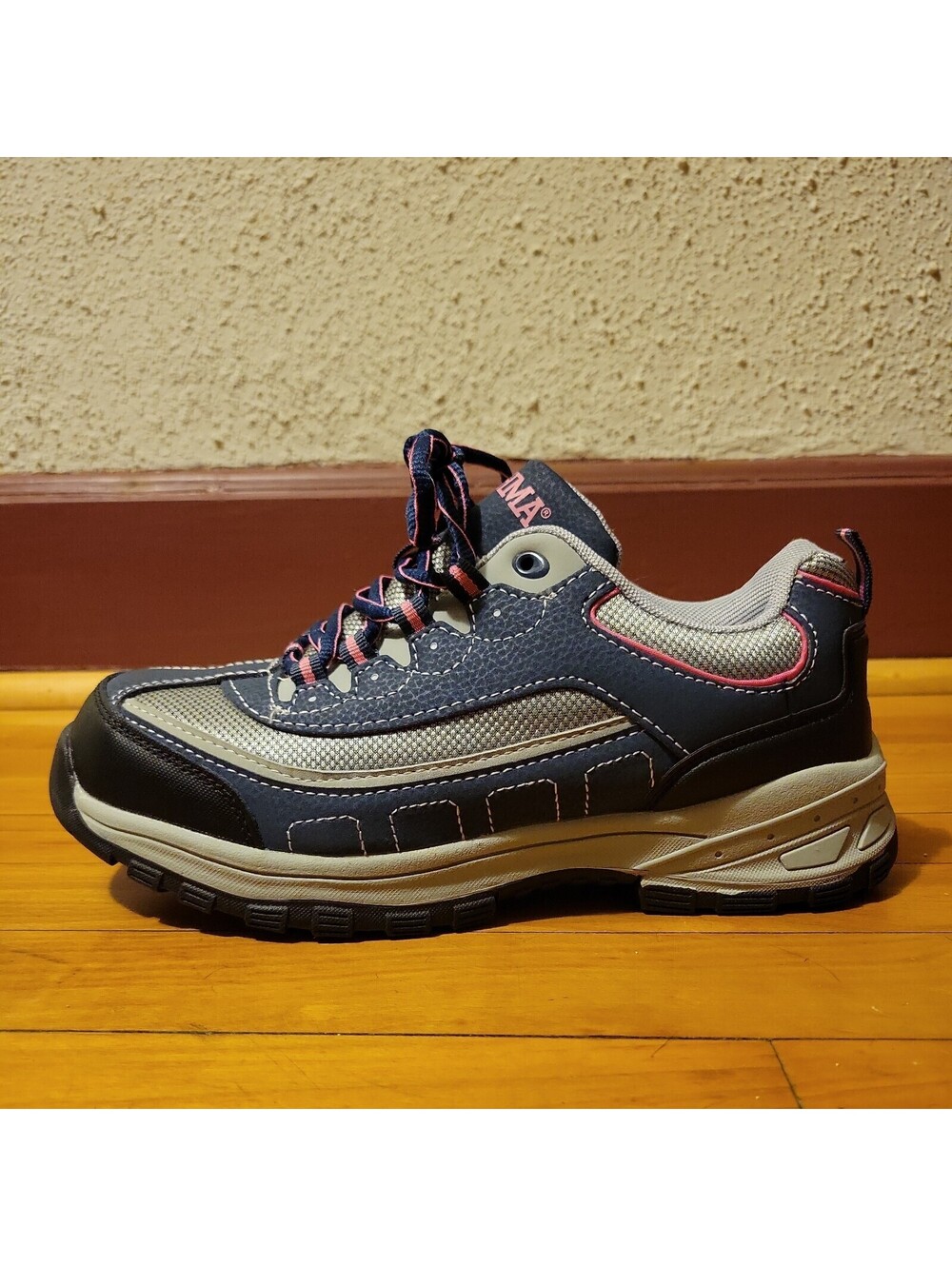 Women's Brahma Sacha Size 8.5 Navy/Gray Steel Toe Leather Mesh Work Shoes PPE
